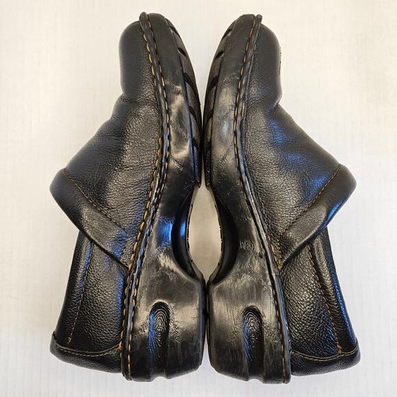 Women's Black Textured Leather B.O.C. Peggy Slip On Platform Clogs Size 8/39 - Picture 6 of 14